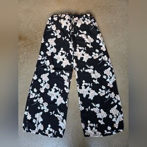 Angie Black and Cream Floral Pants